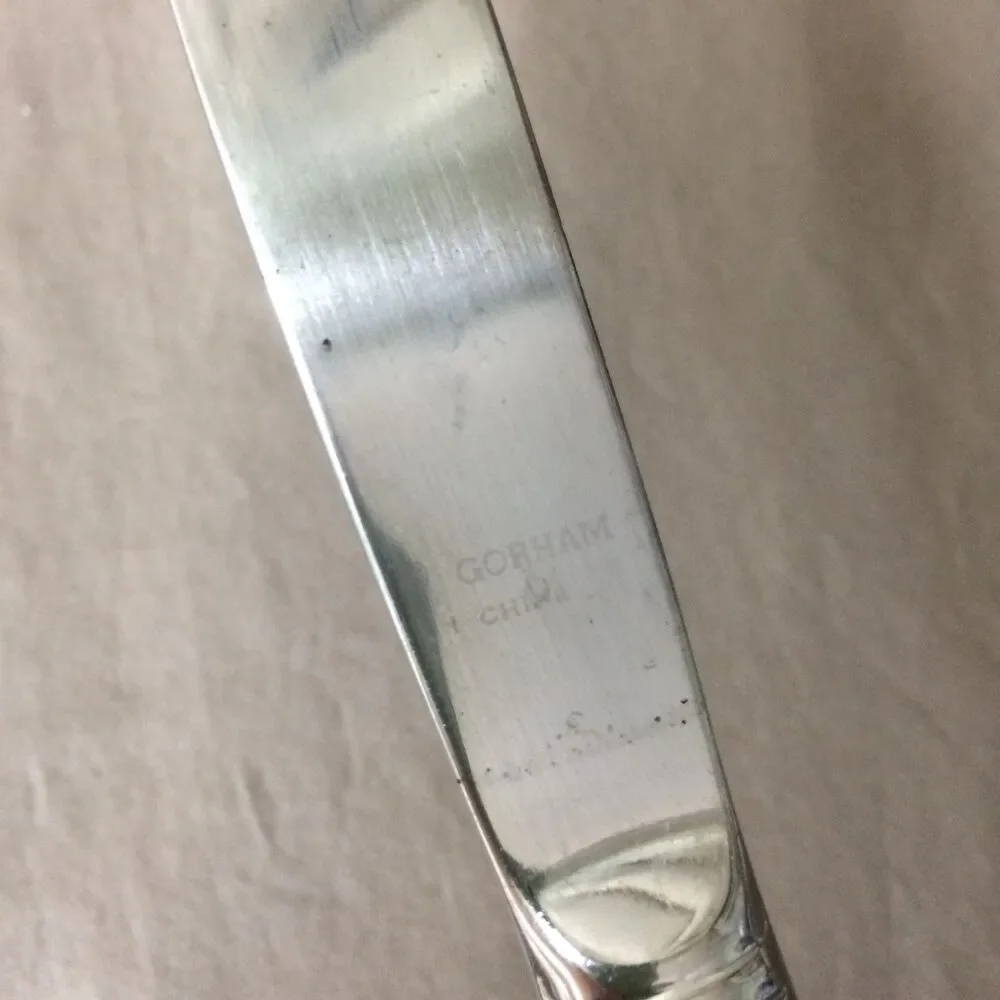 Gorham Ribbon Edge Stainless Dinner Knives Set of 4, 9” Flatware Silverware